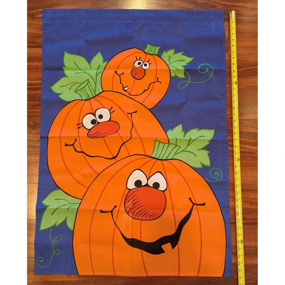 Jack-O-Lantern Pumpkin Faces Halloween Yard Flag Lawn Banner 28 x 41 Nylon